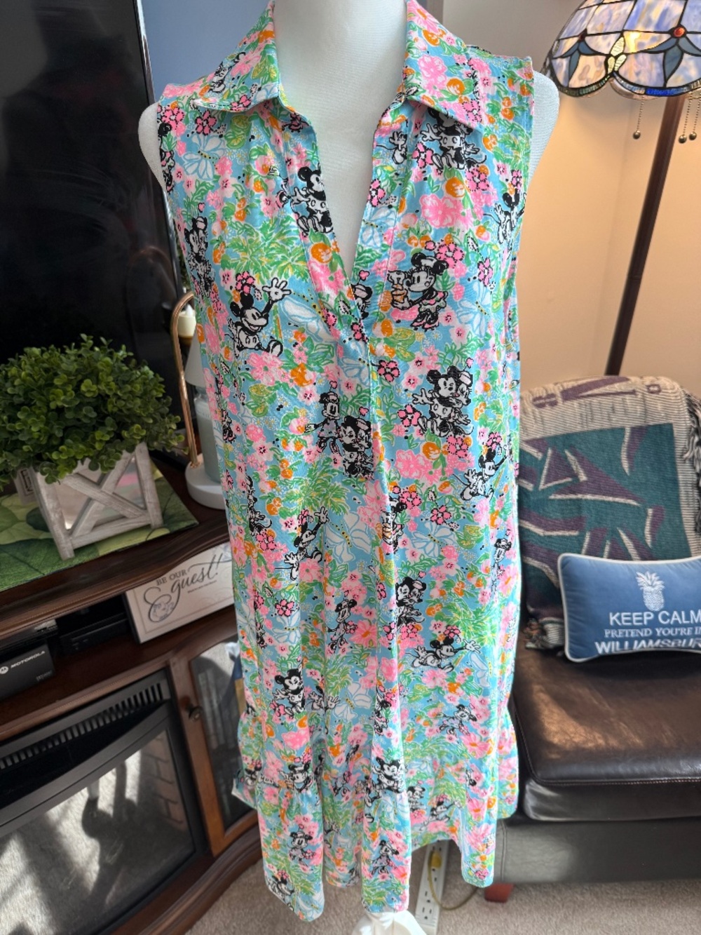 Lilly Pulitzer Lilly Hearts Disney Mickey and Minnie Riegan Dress Women's Size M
